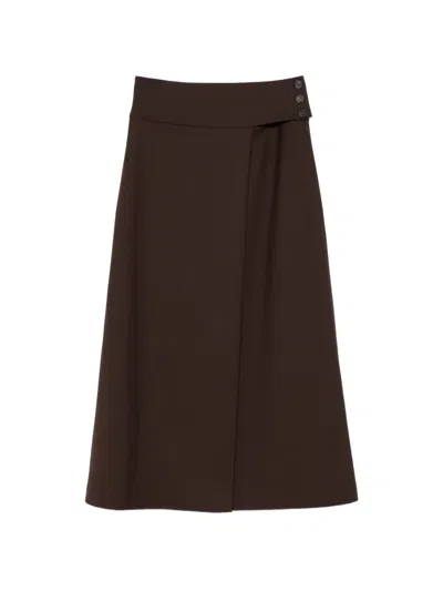 Co.go Button-fastening Wrap Midi Skirt In Brown