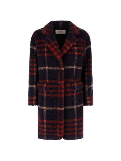 Co.go Check-pattern Bouclé Coat In Animal Print