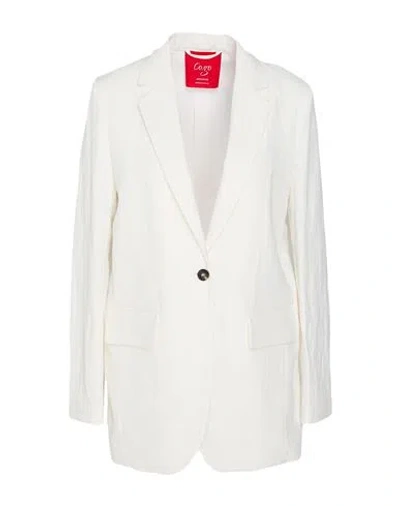 Co.go Co. Go Woman Blazer White Size 0 Viscose, Linen, Elastane