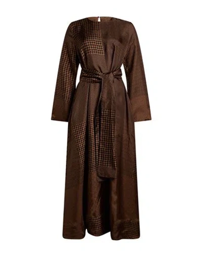 Co.go Co. Go Woman Maxi Dress Brown Size 6 Silk
