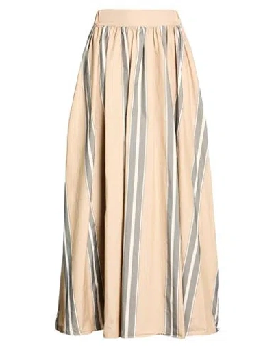 Co.go Co. Go Woman Maxi Skirt Beige Size 6 Polyester, Cotton In Multi