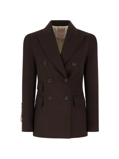 Co.go Crystal-embellished Blazer In Brown
