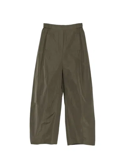 Co.go Elasticated Wide-leg Trousers In Green
