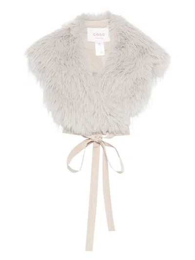 Co.go Faux-fur Wrap Scarf In Gray