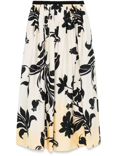 Co.go Floral-print Maxi Skirt In Neutrals
