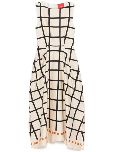 Co.go Geometric-print Midi Dress In Neutrals