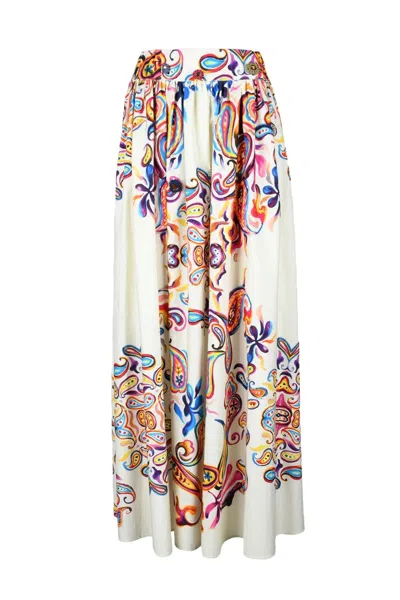 Co.go Long Cotton Skirt - Multicolor In White