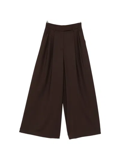 Co.go Pleated Wide-leg Palazzo Pants In Brown
