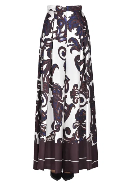 Co.go Printed Silk Divided Skirt In White