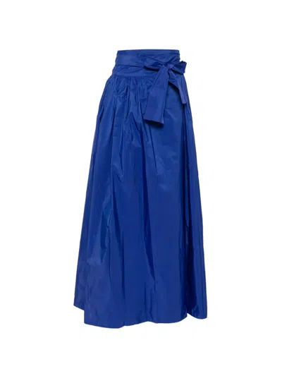 Co.go Tie-waist Gathered Maxi Skirt In Blue
