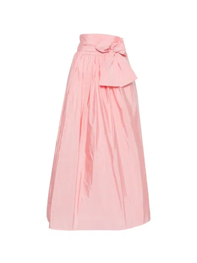 Co.go Tie-waist Pleated Maxi Skirt In Pink