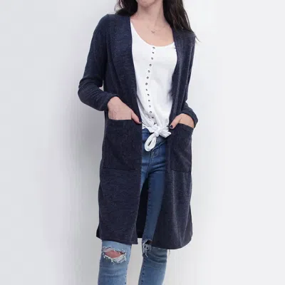 Coin 1804 Mohaire Side Slit Pocket Cardigan In Navy In Blue