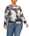 Coin 1804 Plus Size Brushed Tie Dye Waffle Crew Neck Top In Multi