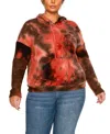 Coin 1804 Plus Size Brushed Tie Dye Waffle Drawstring Sweatshirt In Multi