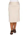 Coin 1804 Plus Size Cheetah Burnout Contrast Fold Over Midi Skirt In Neutral