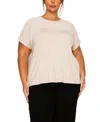 Coin 1804 Plus Size Cheetah Burnout Contrast Yoke Dolman Top In Neutral