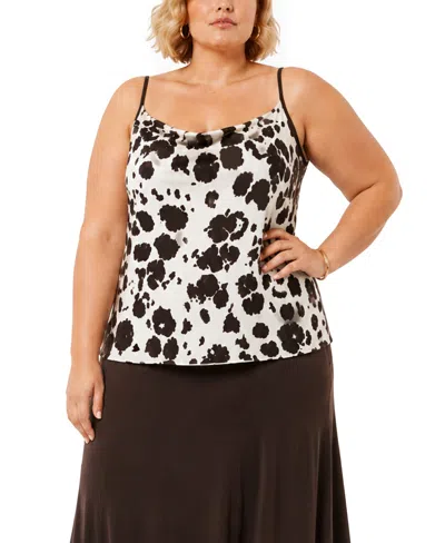 Coin 1804 Plus Size Cow Print Drape Neck Cami Top In Multi