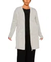 Coin 1804 Plus Size Cozy Pocket Cardigan Sweater With Cultivated Pearls In Gray