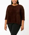 Coin 1804 Plus Size Cozy Rib Crew Neck Top In Multi