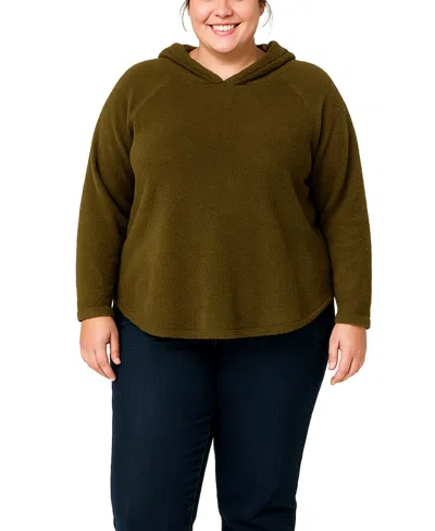Coin 1804 Plus Size Cozy Rib Long Sleeve Hoodie In Green