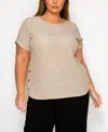 Coin 1804 Plus Size Eyelet Jersey Scoop Neck Side Buttons Top