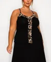 Coin 1804 Plus Size Leopard Mesh Rayon Mix Panel Cami Top In Multi