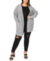 Coin 1804 Plus Size Marled Knit Pocket Cardigan Sweater In Gray