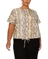 Coin 1804 Plus Size Python Cinch Waist Dolman Top In Brown