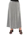 Coin 1804 Plus Size Span Rail Textured Rib Elastic Waist Maxi Skirt In Black Ivory