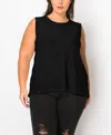 Coin 1804 Plus Size Spiral Wave Texture Strappy Back Tank Top In Black