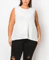 Coin 1804 Plus Size Spiral Wave Texture Strappy Back Tank Top In White
