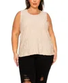 Coin 1804 Plus Size Spiral Wave Texture Double V-neck Curved Hem Tank Top