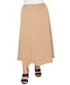 Coin 1804 Plus Size Textured Rib Elastic Waist Maxi Skirt In Taupe