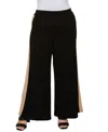 Coin 1804 Plus Size Textured Rib Side Contrast Pants In Black