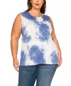 Coin 1804 Plus Size Tie Dye Button Back Tank Top