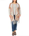 Coin 1804 Plus Size Tribal Cardigan Sweater With Fringe In Rust