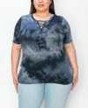 COIN 1804 PLUS TIE DYE LACE UP SHORT SLEEVE TOP