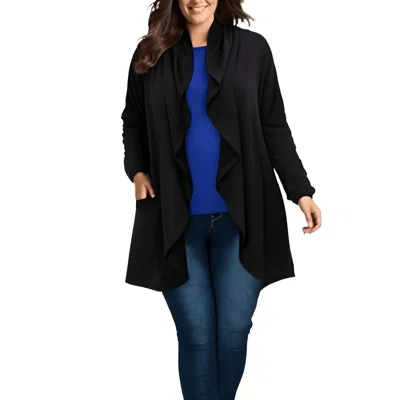 Coin 1804 Plus Womens Drapey Open Front Cardigan Sweater