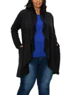 Coin 1804 Plus Size Draped Flyaway Cardigan Duster Knit Top In Black