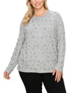 COIN 1804 PLUS WOMENS EMBELLISHED CREWNECK PULLOVER TOP
