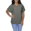 Coin 1804 Plus Womens Gauze Smocked Pullover Top In Green
