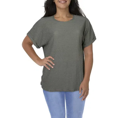 Coin 1804 Plus Womens Gauze Smocked Pullover Top In Green