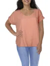 Coin 1804 Plus Womens Gauze V-neck T-shirt In Pink