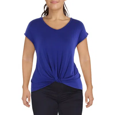Coin 1804 Plus Womens Knot-front Cap Sleeve T-shirt In Blue