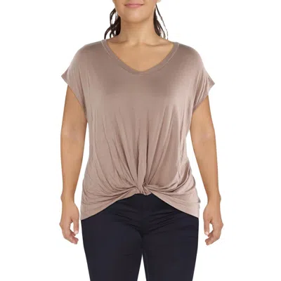 Coin 1804 Plus Womens Knot-front Cap Sleeve T-shirt In Multi