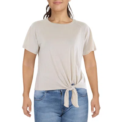 Coin 1804 Plus Womens Side Tie Crewneck T-shirt In Beige
