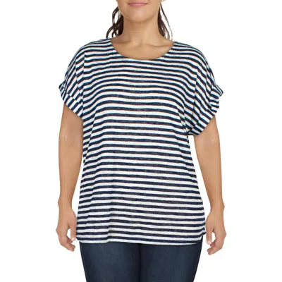 Coin 1804 Plus Womens Striped Rayon Pullover Top In Multi