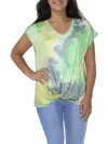 Coin 1804 Plus Womens Tie-dye Gathered T-shirt In Green