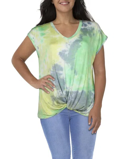 Coin 1804 Plus Womens Tie-dye Gathered T-shirt In Green