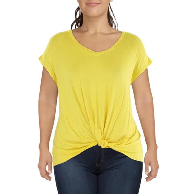 Coin 1804 Plus Womens Tie-dye Gathered T-shirt In Yellow